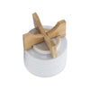 Jeny Flower Planter Pot on Wood Stand | White Tribal Ceramic | 5"