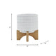 Jeny Flower Planter Pot on Wood Stand | White Tribal Ceramic | 5"