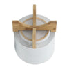 Jeny Flower Planter Pot on Wood Stand | White Textured Ceramic 8"
