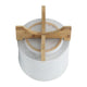 Jeny Flower Planter Pot on Wood Stand | White Textured Ceramic 8"