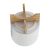 Jeny Flower Planter Pot on Wood Stand | White Chevron Ceramic 8"