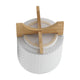 Jeny Flower Planter Pot on Wood Stand | White Chevron Ceramic 8"