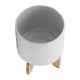 Jeny Flower Planter Pot on Wood Stand | White Diamond Ceramic 8"
