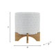 Jeny Flower Planter Pot on Wood Stand | White Diamond Ceramic 8"