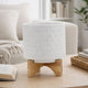 Jeny Flower Planter Pot on Wood Stand | White Diamond Ceramic 8"