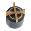 Jeny Flower Planter Pot on Wood Stand | Dark Gray Glazed Ceramic 8"