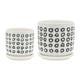 Set of 2 Flower Planters w Saucers | Black & White Aztec Ceramic 5/6"
