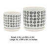 Set of 2 Flower Planters w Saucers | Black & White Aztec Ceramic 5/6"