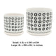 Set of 2 Flower Planters w Saucers | Black & White Aztec Ceramic 5/6"