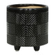 Decorative Flower Planter Set of 2 | Shiny Black Textured Ceramic 6/8"