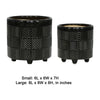 Decorative Flower Planter Set of 2 | Shiny Black Textured Ceramic 6/8"