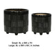 Decorative Flower Planter Set of 2 | Shiny Black Textured Ceramic 6/8"