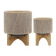 Feny Flower Planter on Stand Set of 2 | Tan Brown Mesh Ceramic 5/8"