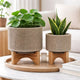 Feny Flower Planter on Stand Set of 2 | Tan Brown Mesh Ceramic 5/8"