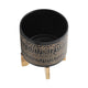 Feny Flower Planter on Wood Stand Set of 2 | Black Glazed Ceramic 5/8"