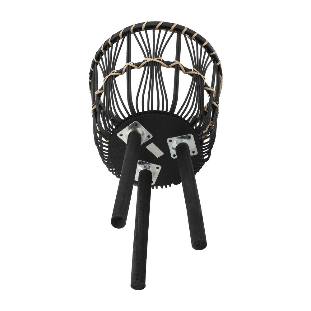 Mesy Set of 3 Planters on Legs | Black Bamboo Weave Design 11/13/15"