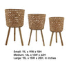Mesy Flower Planter on Legs Set of 3 | Brown Open Weave Bamboo 11/13/15"