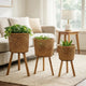 Mesy Flower Planter on Legs Set of 3 | Brown Open Weave Bamboo 11/13/15"
