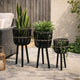 Mesy Flower Planter on Tripod Set of 3 | Black Bamboo Net Weave 11/13/15"