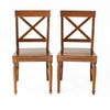 Umey Dining Side Chair Set of 2 | X Shaped Back | Dark Oak Brown Wood