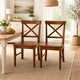Umey Dining Side Chair Set of 2 | X Shaped Back | Dark Oak Brown Wood