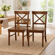 Umey Dining Side Chair Set of 2 | X Shaped Back | Dark Oak Brown Wood