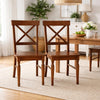 Umey Dining Side Chair Set of 2 | X Shaped Back | Dark Oak Brown Wood