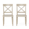 Umey Dining Side Chair Set of 2 | X-Shaped Back | Antique White Finish Wood