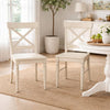 Umey Dining Side Chair Set of 2 | X-Shaped Back | Antique White Finish Wood