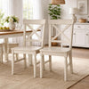Umey Dining Side Chair Set of 2 | X-Shaped Back | Antique White Finish Wood