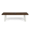 Outdoor Dining Bench | Slatted Wood Seat | Iron Base | Brown & White 62"