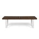 Outdoor Dining Bench | Slatted Wood Seat | Iron Base | Brown & White 62"