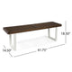 Outdoor Dining Bench | Slatted Wood Seat | Iron Base | Brown & White 62"