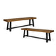 Outdoor Bench Set of 2 | Slatted Top | H-Stretcher Brown & Black | 63"