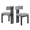 Dining Side Chair Set of 2 | Curved Back | Black Metal Legs | White Fabric