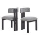 Dining Side Chair Set of 2 | Curved Back | Black Metal Legs | White Fabric