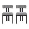 Dining Side Chair Set of 2 | Curved Back | Black Metal Legs | White Fabric