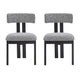 Dining Side Chair Set of 2 | Curved Back | Black Metal Legs | White Fabric