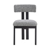 Dining Side Chair Set of 2 | Curved Back | Black Metal Legs | White Fabric