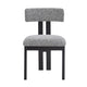 Dining Side Chair Set of 2 | Curved Back | Black Metal Legs | White Fabric