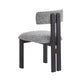 Dining Side Chair Set of 2 | Curved Back | Black Metal Legs | White Fabric