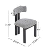 Dining Side Chair Set of 2 | Curved Back | Black Metal Legs | White Fabric