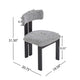 Dining Side Chair Set of 2 | Curved Back | Black Metal Legs | White Fabric
