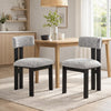 Dining Side Chair Set of 2 | Curved Back | Black Metal Legs | White Fabric