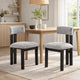 Dining Side Chair Set of 2 | Curved Back | Black Metal Legs | White Fabric