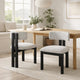 Dining Side Chair Set of 2 | Curved Back | Black Metal Legs | White Fabric