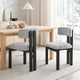 Dining Side Chair Set of 2 | Curved Back | Black Metal Legs | White Fabric