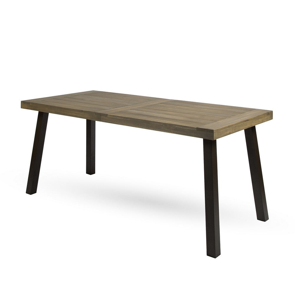 Kristi Outdoor Dining Table | Rectangular Wood Top | Gray Iron Legs | 69"