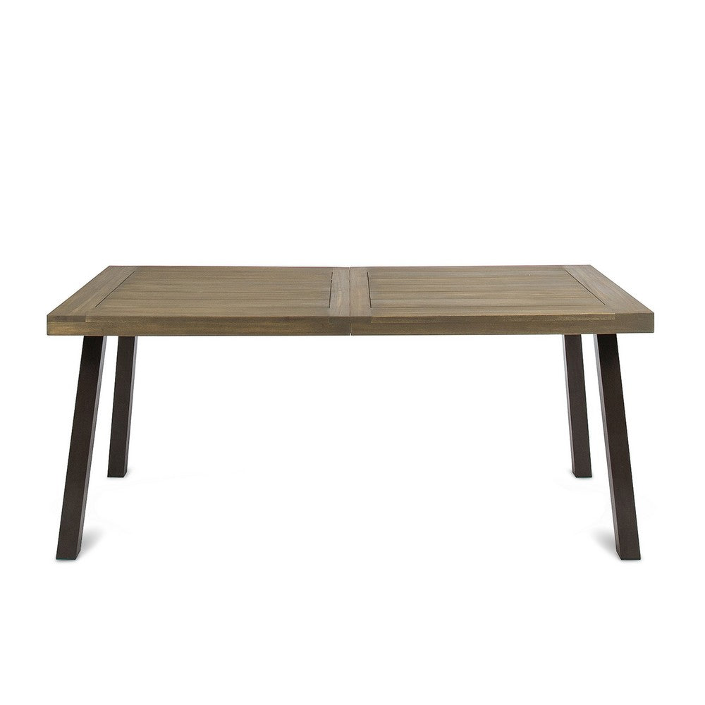Kristi Outdoor Dining Table | Rectangular Wood Top | Gray Iron Legs | 69"