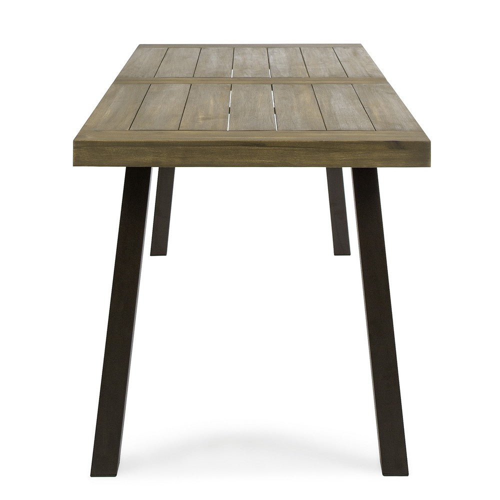 Kristi Outdoor Dining Table | Rectangular Wood Top | Gray Iron Legs | 69"
